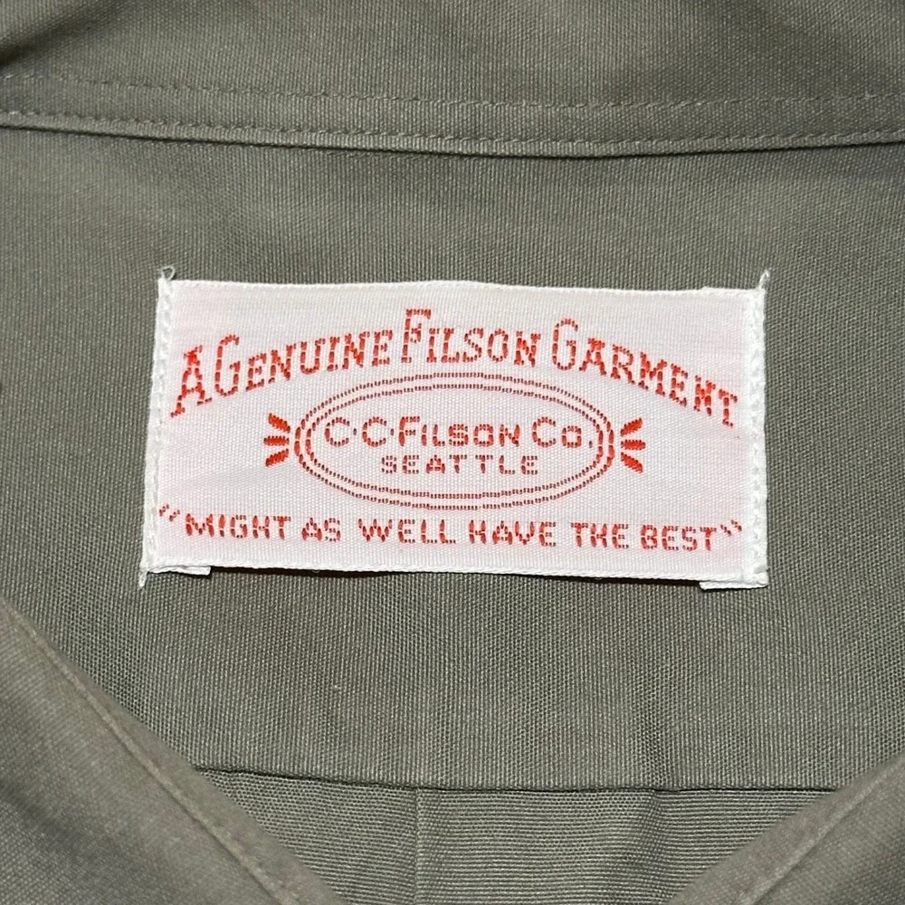 C.C. Filson Work Shirt Mens L Green USA Made Y2K Utility Chore Pockets - Picture 6 of 13